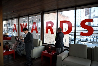 The magazine spelled out 'World's Best Awards 2008' on the rooftop windows in red vinyl letters.