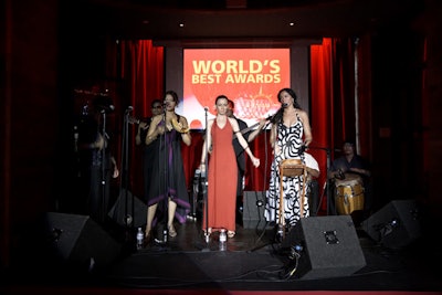 Guests tangoed to a live performance by Yerba Buena in the Nuevo-Latino-themed salon.