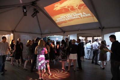 Morning storms forced producers to tent the rooftop and then move projections of the World's Best Awards winners to the ceiling.