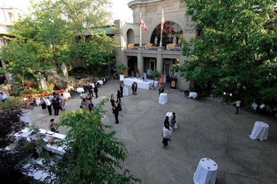Organizers held a cocktail reception in the outdoor courtyard at the Liberty Grand.