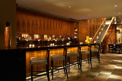 The lobby lounge at the Dana Hotel and Spa leads into Ajasteak, the property's modern Asian steakhouse.