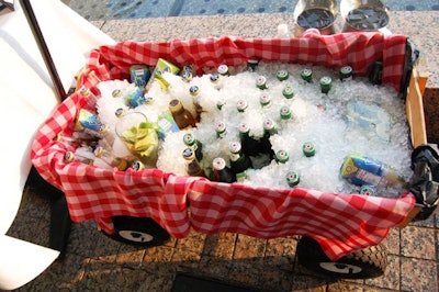 P. J. Clarke's supplied the catering for the V.I.P. lounge, including beer and drinks served from a Radio Flyer wagon.
