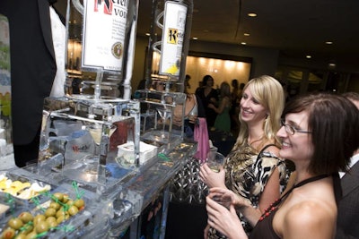 Ketel One vodka set up a martini ice luge bar in the aquarium's lobby.