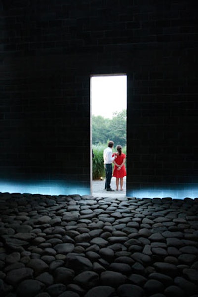 The entry vestibule is paved with large rounded river stones, which proved difficult for women in heels to walk on.