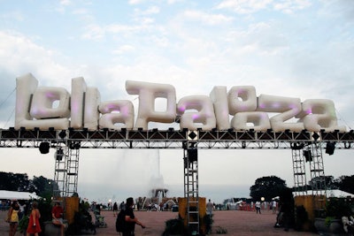 An illuminated, inflatable Lollapalooza sign marked the festival's entrance.