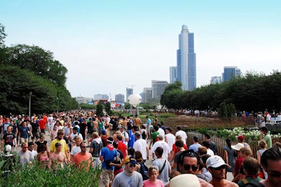 Crowds meandered through the mile-long expanse of Grant Park.