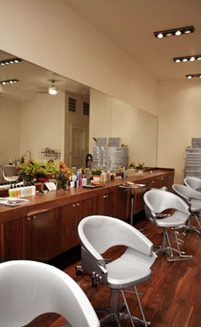 Ruby Room's beauty bar offers services such as makeup application and hair styling.