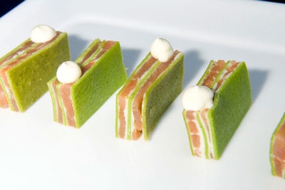 The bite-sized nibbles from Creative Edge included smoked salmon with chive crepes and crème fraîche.
