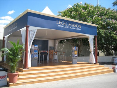 As title sponsor, Legg Mason set up a 20- by 20-foot wood-and-canvas tent, which was prominently located near the parking lot reserved for premium ticket holders. ESPN broadcast from the tent throughout the tournament.