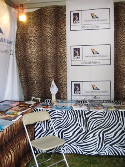 South African Airways, the official airline of the Association of Tennis Professionals, used safari-inspired fabric in its display and offered a drawing for two round-trip tickets to Cape Town.
