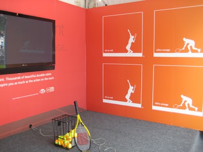 Fans could test their groundstrokes at the Valspar Paint tent, which drew crowds with a Wii-inspired tennis video game.