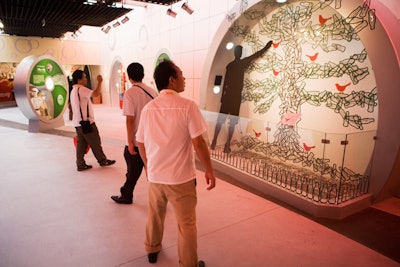 One exhibition educates visitors on Coca-Cola's many environmental initiatives.