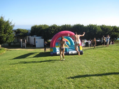 Boost Mobile set up a slip-and-slide lawn game bearing its logo.