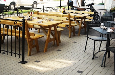 The 35 seats on the sidewalk patio include picnic tables.