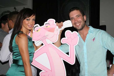 Guests posed with cardboard cutouts of the Pink Panther.
