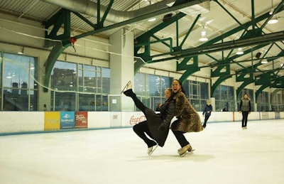 The Ice Theatre of New York's 20 skaters showed off Weatherproof's fall/winter collection with twirls, poses, and fancy footwork.