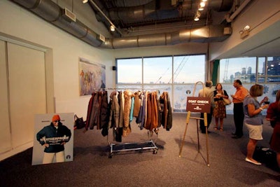 As a playful gesture, the company set up a fake coat check area to display items from the fall/winter line.