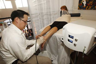 A doctor from Windy City Foot and Ankle Physicians performed microderm foot facials in the venue's upstairs loft.