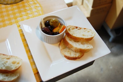 Roasted olives with fennel and orange were served as the lunch appetizer.