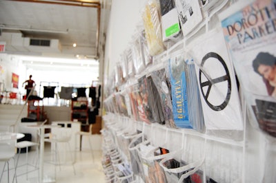 A wall of postcards offers guests details on the festival's many productions and activities.