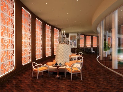 The resort's lobby will include ornate wall panels and chandeliers.