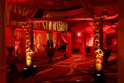 The red-hued Chinatown vignette opened with a large ornate archway.