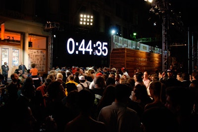 Giant clocks counted down to the official opening of the SoHo store, when guests could preview the sportswear collection (with a glass of champagne in hand).