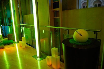 Neon lights gave the fuzzy green glow of tennis balls to the W New York.