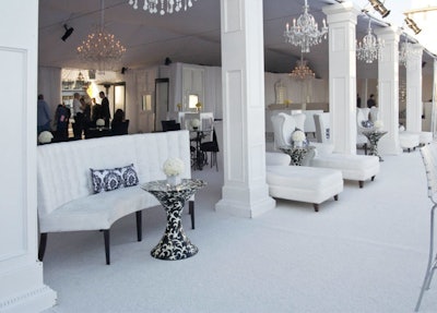 White furnishings evoked the look of an opulent home.