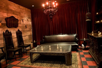 Kevin Heisner, who also designed Chicago's popular Violet Hour, filled Angels & Kings with vintage furniture and custom velvet curtains.