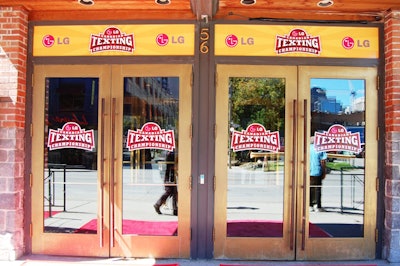 LG logos and signs plastered the entrance to the Diesel Playhouse.