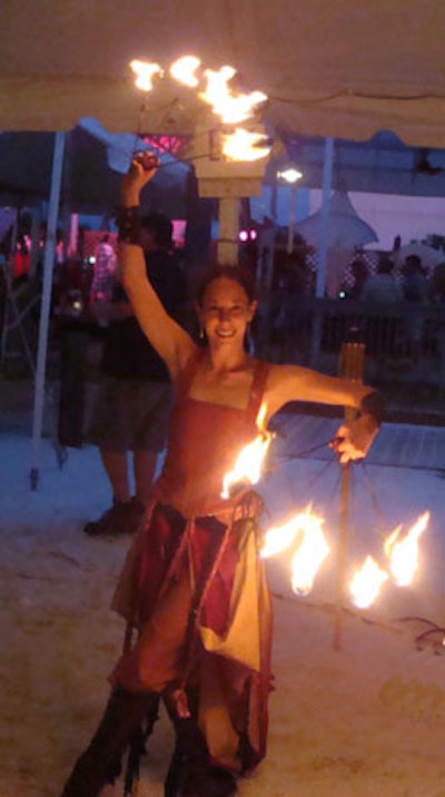 A firedancer entertained guests at the welcome reception.