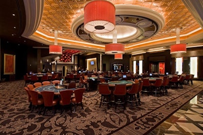 A high-limit room features three poker tables, a nine-player mini baccarat game, blackjack tables, and two private salons.