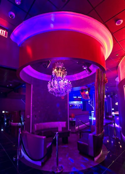 Three crystal chandeliers deck the venue.