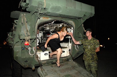 Guests of the Canadian Forces were escorted out of a light armoured vehicle into the gala.
