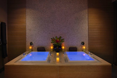 The couple's suite features side-by-side infinity tubs.