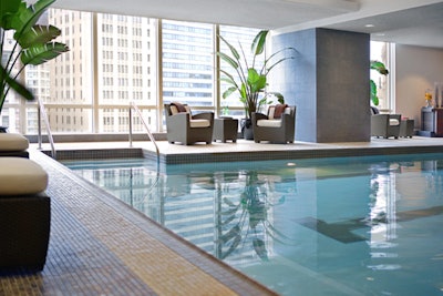 A heated indoor pool can be used by guests of the Spa at Trump.