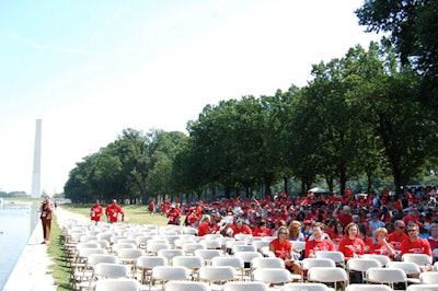 The 10,000-person crowd sought shelter in the shade as the temperature rose to the high 90s.