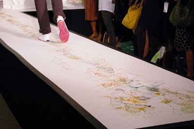 At Trovata's show, models in paint-dipped sneakers left colorful footprints on the white catwalk.
