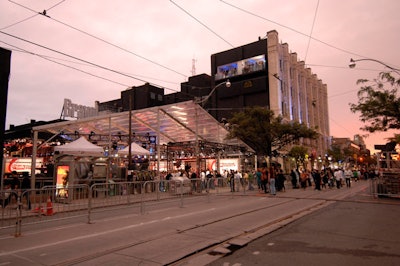 A clear-topped tent covered the red carpet, where P. Diddy performed during a one-hour live broadcast.