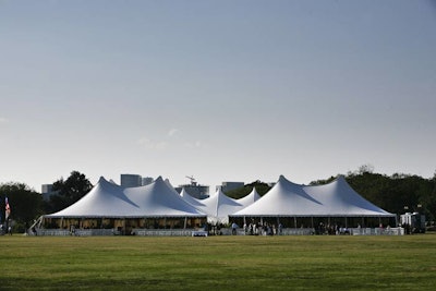 V.I.P. and general admission tents accommodated guests on the National Mall lawn.