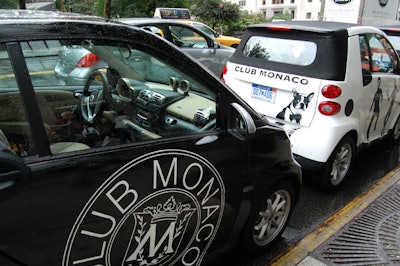 Club Monaco designed some Smart Fortwo cars and took the branded convoy out to places like Madison Square Park and the meatpacking district.
