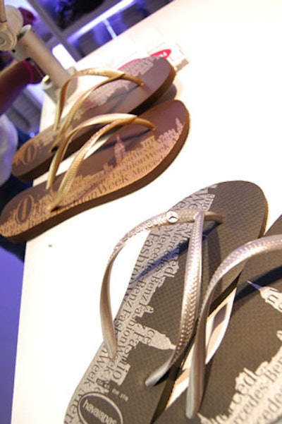 Mercedes-Benz logos and Swarovski crystals could be attached to the custom sandals in the Havaianas booth.