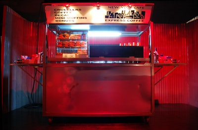 Channeling the streets of New York, a donut and coffee cart welcomed guests as they entered the venue.