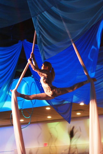 Aerialists performed throughout the evening.