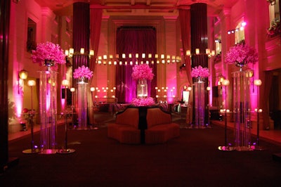 In Style chose to dress the Courtyard Café in pink lighting and orchids for this year's cocktail party.