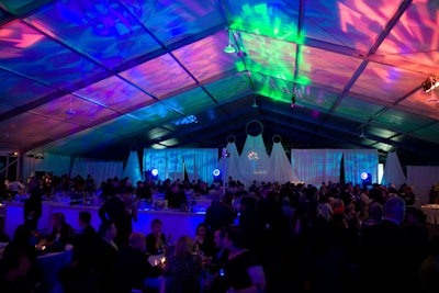 Event Creative illuminated the tent with colorful, firework-like projections.