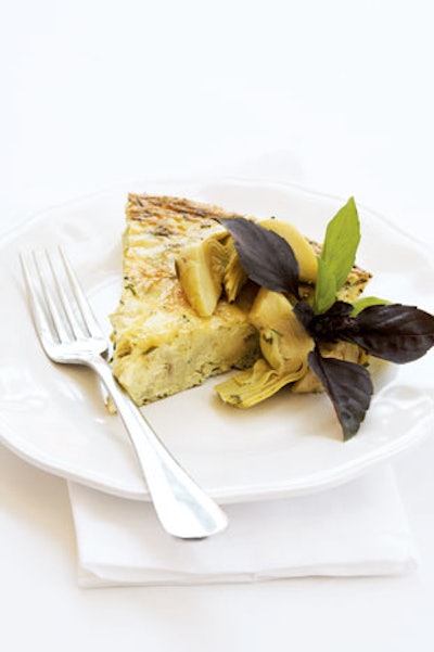 Artichoke and burrata frittata from the Kitchen for Exploring Foods in Pasadena