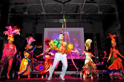 A South American music and dance production coordinated by Chicago entertainers Paul Blair and Eddie Mills featured samba dancers led by instructor Edilson Lima.
