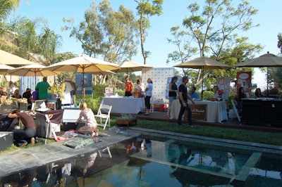 Vendors surrounded the pool area in a luxe West Hollywood backyard for Kari Feinstein's 'Style Lounge.'
